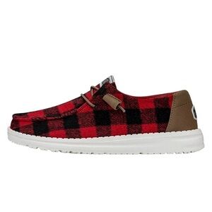 Hey Dude Red Plaid Casual Shoes